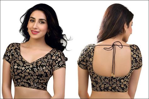 Blouse Back Neck Designs - Black Zari Blouse Back Neck Design Black Blouse Designs, Blouse Back Neck, Backless Blouse Designs, Latest Model Blouse Designs, Blouse Back Neck Designs, Blouse Back, Blouse Design Images, Sari Blouse Designs, Back Neck Designs