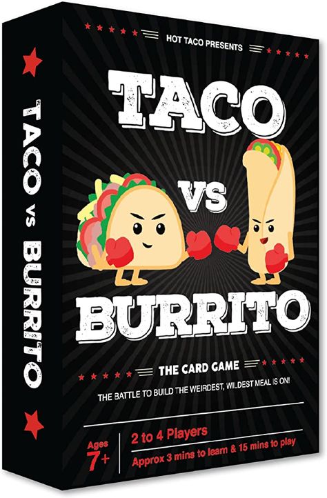 Taco Vs Burrito, Party Card Games, Family Card Games, Card Games For Kids, Action Cards, Family Board Games, Board Games For Kids, Family Cards, Kids Party Games