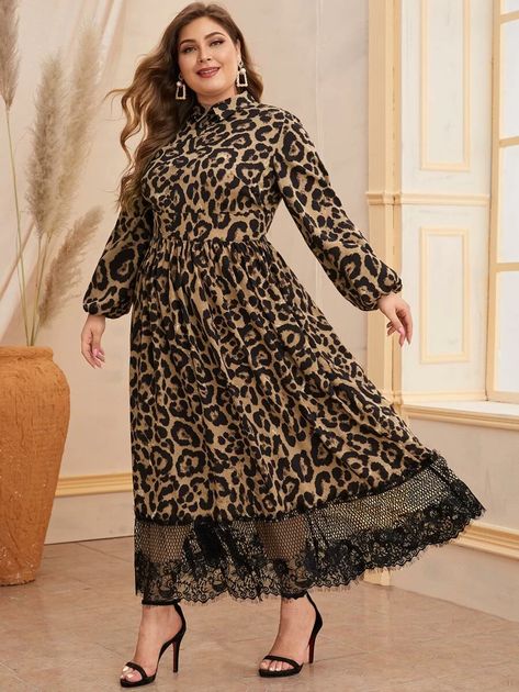 Printed Kurti Designs, Kurti Design, Vestido Plus Size, Kurti Designs Party Wear, Stylish Party Dresses, Leopard Dress, Lace Hem, Abayas Fashion, Leopard Print Dress