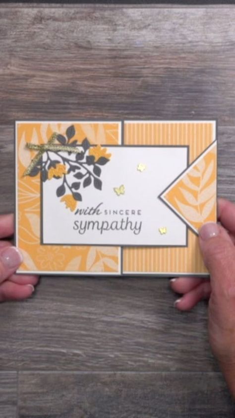 Side Step Card Tutorial, Stampin Up Sympathy Cards, Side Step Card, Card Making Video Tutorials, Sympathy Cards Handmade, Step Card, Homemade Greeting Cards, Diy Card Making, Diy Greeting Cards