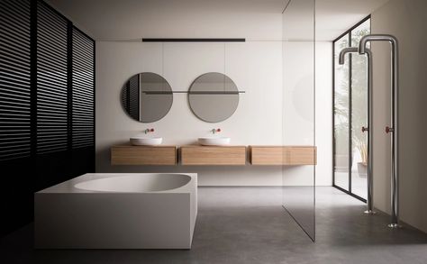 Italian luxury bathrooms: Boffi luxury bathrooms Italian Style House, Italian Bathroom Design, Movable Walls, Shower Columns, Italian Interior Design, Italian Interior, Floating Vanity, Interior Design Magazine, Bathroom Collections