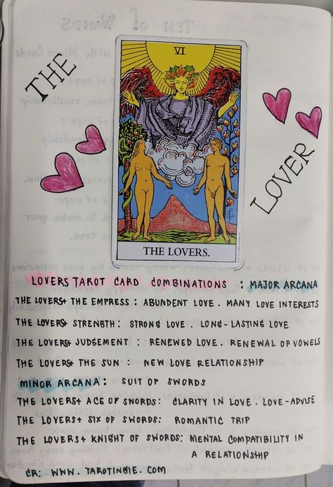 Tarot Notes, The Lovers Card, Tarot Guidebook, Tarot Reading Spreads, Learning Tarot, Tarot Interpretation, Lovers Card, Tarot Cards For Beginners, Magia Das Ervas