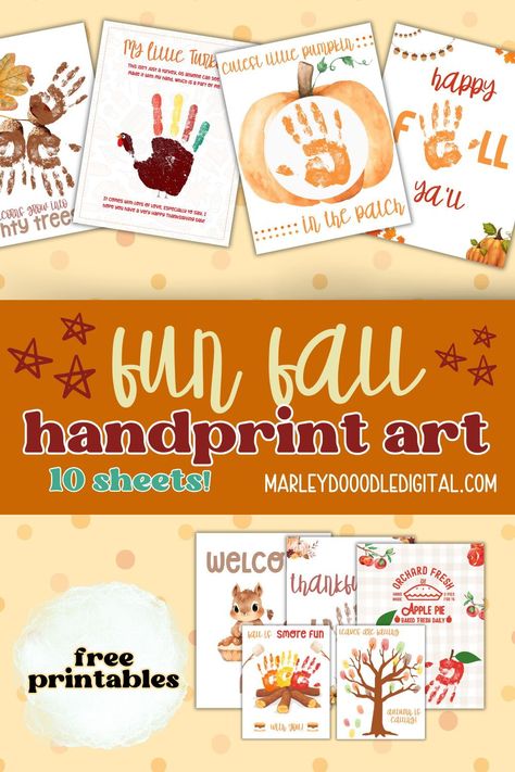 Celebrate the season with 10 free printable fall handprint art projects! These cute and fun designs include trees, acorns, and more, perfect for kids, toddlers, and preschoolers. Download these printables today and make fall crafting easy and enjoyable! Fall Handprint Art, Handprint Crafts For Kids, Halloween Handprint Crafts, Fall Handprint Crafts, Toddler Printables, Fall Crafts For Toddlers, September Crafts, Free Fall Printables, Free Printable Crafts