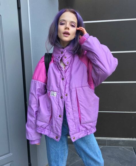 #purple Purple Windbreaker Outfit, Purple Windbreaker, Windbreaker Outfit, Witch Room, Alternative Style, Style Outfits, Girl Face, Alternative Fashion, Rain Jacket