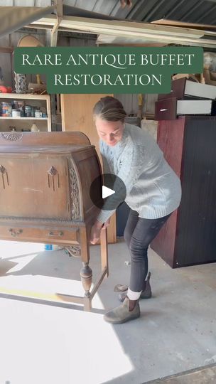 Antique Buffet Restoration | I have never seen a piece quite so unique. A true furniture flipping unicorn. Follow along on this tutorial where I transform this piece to its former... | By Flip2Thrive | Along as I paint this antique
piece of furniture. Gotcha there's no way that I am
painting this. If we haven't met yet I am Jade. I'm a solo
mum living in Australia and I'm flipping furniture to fund my
dream home. I have never come across an antique buffet like
this so I wanted to do my best to restore it and bring it back
to its former glory. My first step was to give everything a
thorough clean down using Crud Cutter. Recently I have
discovered soda blasting for furniture and if you are
unfamiliar it's actually using bicarb soda as opposed to using
sand in a sandblaster to remove existing Antique Buffet Decor, Buffet Restoration, Goodwill Furniture, Repurposed Wood Projects, Soda Blasting, Refurbishing Furniture, Diy Carpentry, Living In Australia, Vintage Armoire