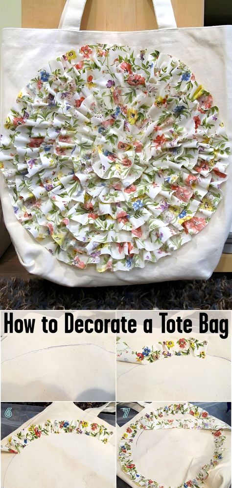 How to Decorate a Tote Bag Bag Embellishment Ideas, Decorating Canvas Bags, Decorate Bag Ideas, Embellished Bags Diy, Decorated Tote Bags, Crochet Totes, Diy Tote Bag Design, Blank Tote Bag, Crafts For Selling