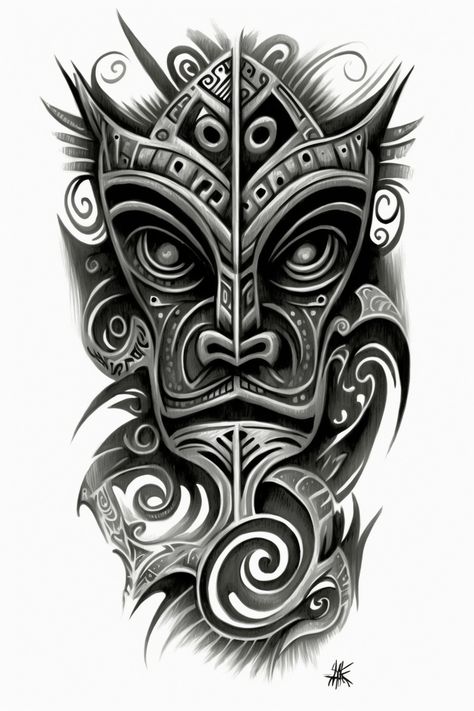 Maori Tikis tattoo, tattoo sketch, design drawings #21 Maori Tattoo Designs Men Sleeve, Landscape Tattoo Design, Maori Tattoo Patterns, Maori Tattoo Arm, Polynesian Leg Tattoo, Tiki Tattoo, Tattoo Samples, Bear Tattoo Designs, Forearm Band Tattoos