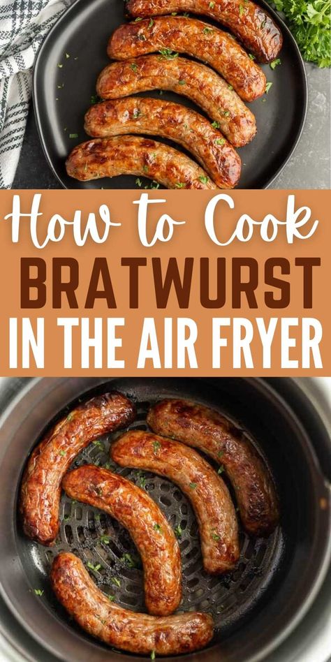 Bratts Sausage Air Fryer, Bratwurst In Air Fryer, Air Fryer Bratwurst, Air Fryer Brats, How To Cook Bratwurst, Bratwurst Recipe, Cooking Sausage, Brats Recipes, Bratwurst Recipes