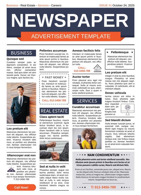 An easy-to-edit newspaper template for Google Docs. Blank Newspaper, Google Docs Templates, Newspaper Advertisement, Advertisement Template, Docs Templates, Newspaper Template, Online Newspaper, Microsoft Powerpoint, Mind Map