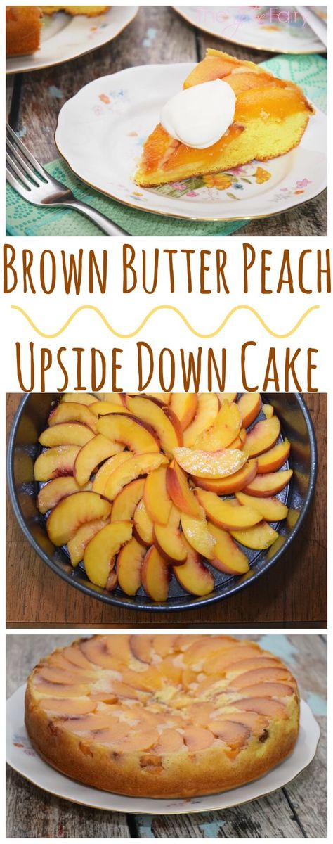 Brown Butter Peach Upside Down Cake & Clean up a Springform Pan | The TipToe Fairy Springform Pan Recipes, Peach Upside Down Cake, Peach Cake, Peach Recipe, Springform Pan, Upside Down Cake, Eat Dessert First, Eat Dessert, Brown Butter