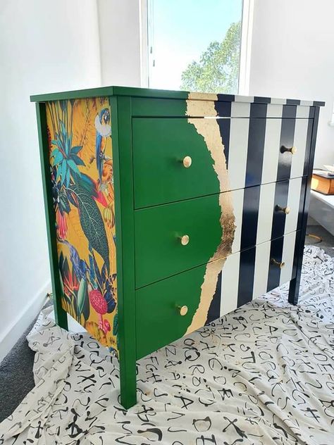 Pop Culture Furniture, Colorful Repurposed Furniture, Funky Painted Furniture Ideas, Floating Nightstand Ideas, Cabinet Upcycle, Modern Floating Nightstand, Piano Restoration, Nightstand Ideas, Furniture Upcycling