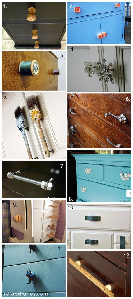 Upcycle: Ingenious drawer pulls and handles #DIYdrawerpulls #repurpose Drawer Pulls Diy, Unique Drawer Pulls, Decorating Rules, Diy Drawers, Diy Upcycling, Upcycle Projects, Furniture Hardware, Repurposed Furniture, Drawer Handles