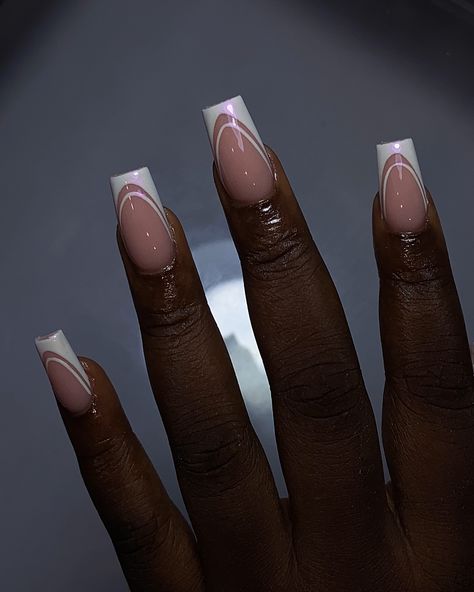 Double French and aurora chrome 🥰 #nails #nailsnailsnails #frenchnails💅 #nailsofinstagram #ogbanailtech #nailsinogba Different French Tip Nails Color Combos, Upside Down French Nails, Aurora Chrome Nails, Dip Powder French Manicure, Double French Nails, Double French Tip, Proposal Nails, Chrome French, Nail Color Combos