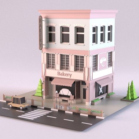 Bloxburg Bakery, Villa Minecraft, Bloxburg City, Minecraft Shops, Bloxburg Town, Cafe Exterior, Roblox House, City Ideas, Two Story House Design