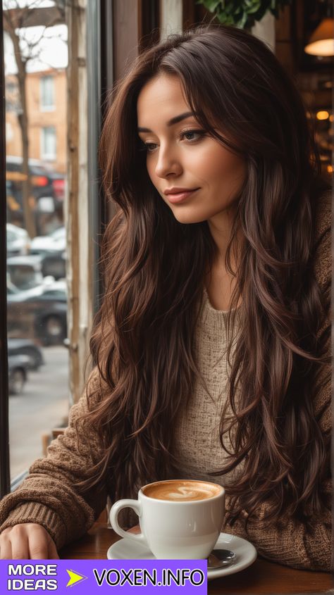 23 Stunning Fall Hair Colors for Brunettes in 2024 Plum Hair Blue Eyes, Shades Of Chocolate Brown Hair, Elegant Brown Hair Color, Long Brown Hair Updo, Deep Auburn Brown Hair, Color Hair With Coffee, Chocolate Brown Hair Layers, Hair Colour For Dark Skin, Chocolate Dark Brown Hair