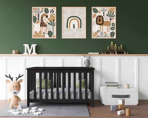 Safari Nursery Wall, Forest Nursery Decor, Safari Nursery Wall Art, Safari Nursery Art, Woodland Nursery Wall Art, Safari Nursery Prints, Classic Pooh, Green Nursery, Dinosaur Nursery