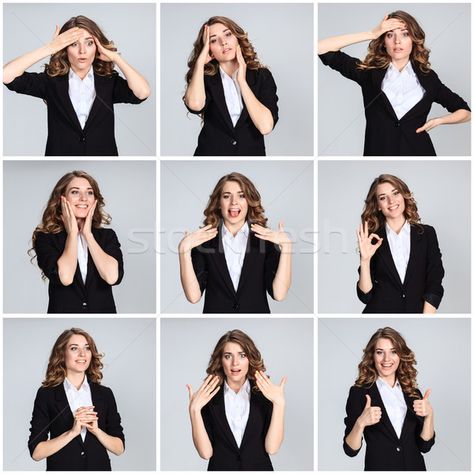 The  collage of young woman's portraites with happy emotions stock photo (c) master1305 (#8287921) | Stockfresh Woman Stock Photo, Dance Pose, Happy Emotions, Business Stock Photos, Photo C, Character Maker, Business Administration, Dance Poses, Human Figure