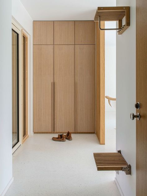 Wabi Sabi Closet, Entrance Hall Wardrobe, Wardrobe Entrance, Atrium Building, Nordic Hallway, Entrance Wardrobe, Hall Wardrobe, Atrium House, Hall Cupboard