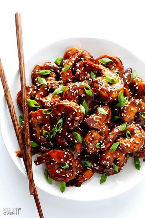 Easy Hoisin Shrimp | gimmesomeoven.com Hoisin Shrimp, Shrimp Recipes Easy, Shrimp Dishes, Hoisin Sauce, Asian Cooking, Asian Dishes, Fish Dishes, Seafood Dishes, Shrimp Recipes