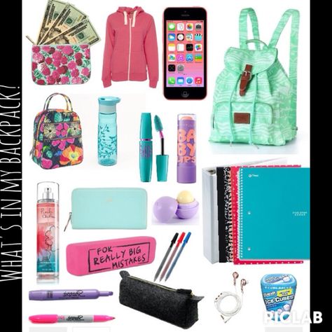 What's in my backpack?  on polyvore! Schul Survival Kits, School Doodle, Middle School Supplies, What's In My Backpack, In My Backpack, School Supplies Highschool, School Survival Kits, School Suplies, My Backpack