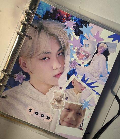 txt soobin binder cover 💐 Diary Cover Ideas Aesthetic, Txt Binder Cover, Kpop Binder Cover Ideas, Txt Scrapbook, Photocard Binder Cover, Binder Cover Kpop, Kpop Binder Cover, Binder Inspiration, Binder Kpop