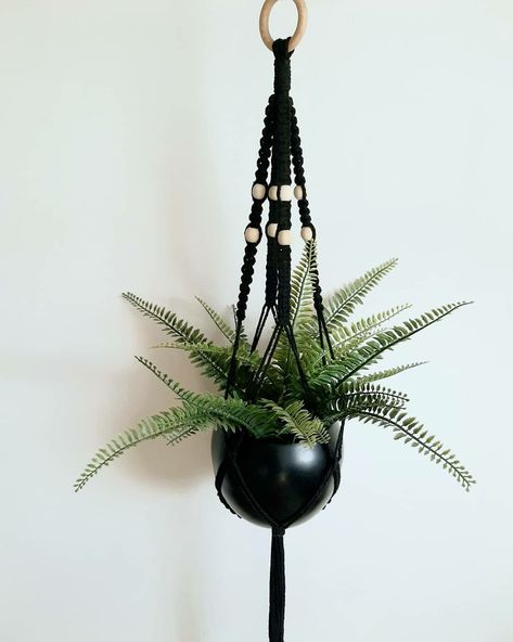 Macrame Plant Hanger Black, Black Macrame Plant Hanger, Macrame Hangers, Plant Accessories, Free Macrame Patterns, Macrame Planter, Black Macrame, Diy Macrame Plant Hanger, Diy Plant Hanger