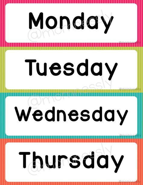 Free Printable: Days of the Week Flashcards - Tribobot x Mom Nessly Days Of Week Printable, Free Days Of The Week Printables, Days Of The Week Flashcards, Preschool Classroom Labels, Virtual Games For Kids, Homeschooling Printables, Preschool Labels, Free Classroom Printables, Preschool Charts