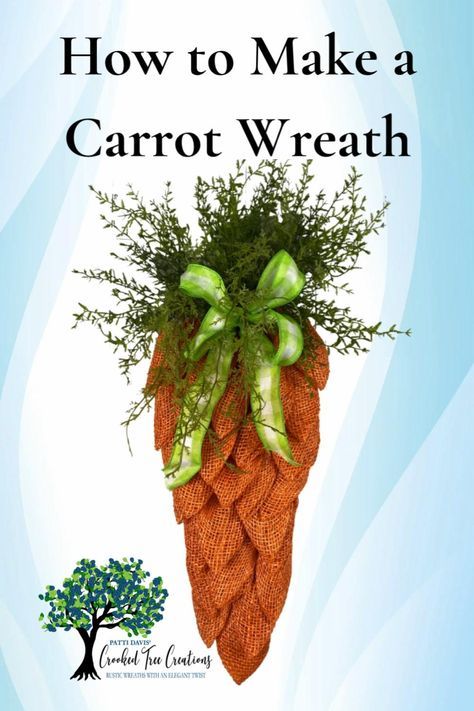 Learn how ro make this carrot wreath using the carrot form from Dolkar Tree in this step-by-step video tutorial! Carrot Craft, Carrot Wreath, Burlap Wreath Tutorial, Easter Wreath Diy, Easter Carrots, Mothers Day Decor, Easter Crafts Diy, Rustic Wreath, Wreath Forms