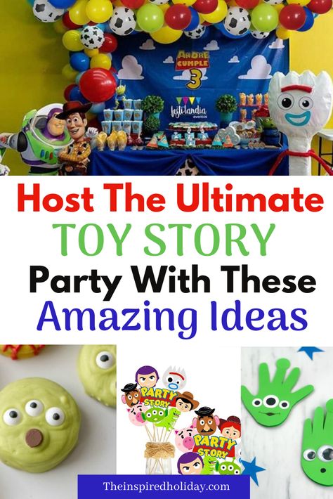 Cheap Toy Story Party Ideas, Toy Story Adoption Party, Toy Story Themed Birthday Party Games, Diy Toy Story Birthday Party Ideas, Toy Story Party Favors Ideas, Toy Story Birthday Party Decorations Diy, Toy Story Party Decorations Diy, Toy Story Favors Ideas, 4th Birthday Toy Story Theme