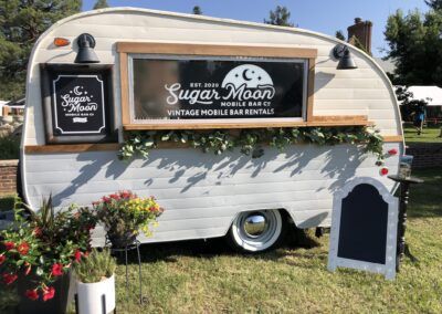 Camper Mobile Bar | Sugar Moon Mobile Bar Vintage Camper Mobile Bar, Vintage Camper Bar, Mobile Bar Camper, Camper Coffee Bar, Camper Mobile Bar, Camper Food Truck, Lemonade Trailer, Mobile Bar Ideas, Mobile Bar Trailer