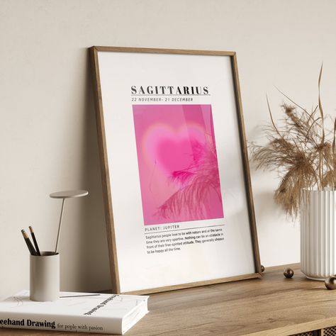 Aura Poster Sagittarius, Pink Aura Poster, Wall Art Aura, Sagittarius Star, Aries Star Sign, Spiritual Space, Zodiac Wall Art, Gradient Poster, Aura Gradient