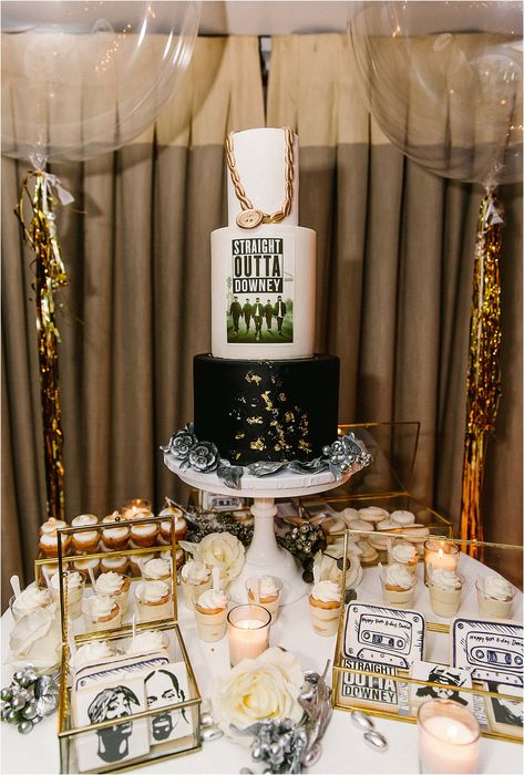 Men's 40th Birthday Party Inspiration: 90's Hip Hop Straight Outta Compton | Mommy Diary ® 90s Hip Hop Party Decorations, Hip Hop Party Theme, 40th Birthday Party Men, 40th Birthday Party Themes, 90s Hip Hop Party, Hip Hop Birthday Party, Birthday Party Theme Ideas, 40th Birthday Themes, Husband 40th Birthday