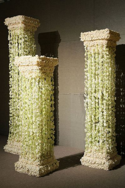 Floral Columns, November Wedding Flowers, Wedding Columns, Preston Bailey, November Wedding, Greek Wedding, Aisle Decor, Stage Decorations, Wedding Stage