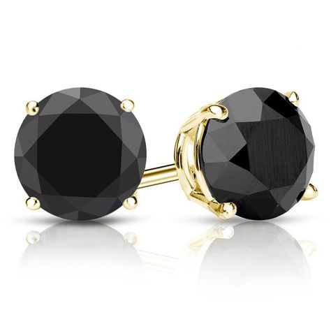 Black Diamond Earrings Studs, Black Diamond Solitaire, Black Diamond Studs, Black Diamond Earrings, Diamond Earrings Studs Round, Black Stud Earrings, Black Onyx Earrings, White Gold Earrings Studs, White Gold Studs