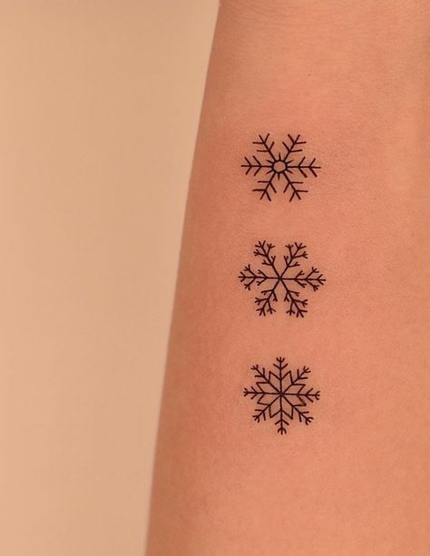 3 Snowflake Tattoo, Fall And Winter Tattoo, Minimalist Christmas Tattoo, Snowflake Finger Tattoo, Nordic Snowflake Tattoo, Fineline Snowflake Tattoo, Tiny Snowflake Tattoo, Snowman Tattoo Simple, Simple Snowflake Tattoo