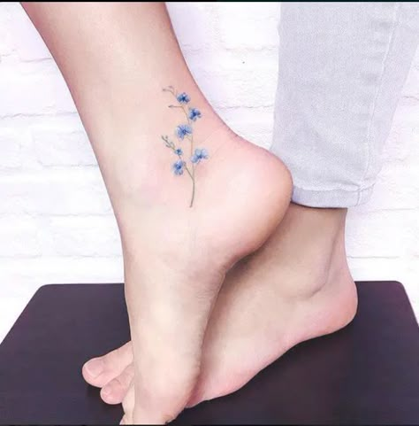 Forget Me Not Tattoo Memorial, Forget Me Not Flower Tattoo, Blue Flower Tattoos, Forget Me Not Tattoo, Sketches Tattoo, Ankle Tattoos For Women, Flower Wrist Tattoos, Ankle Tattoos, Bff Tattoos