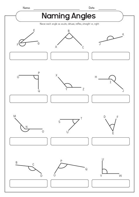 Angles Worksheet Grade 6, Angles Lesson, Angles Math Activity, Teach Angles, Geometry Basics, Measuring Angles Worksheet, Measure Angles, Grade 6 Math Worksheets, 8th Grade Math Worksheets