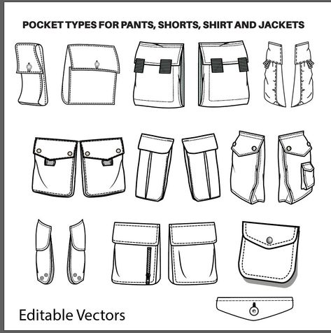 Cargo Flat Sketch, How To Draw Hands In Pockets, Cargo Drawing, Cargo Shorts Drawing, Pocket Sketch, Sketch Plan, Sewing Journal, Shorts Drawing, Pants Drawing