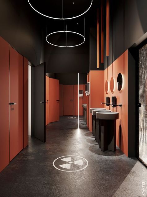 Locker Room Bathroom, Restaurant Cafe Design, Sinks Design, Public Restroom Design, Toilet Design Modern, Toilet Restaurant, Commercial Toilet, Wc Design, Public Toilet