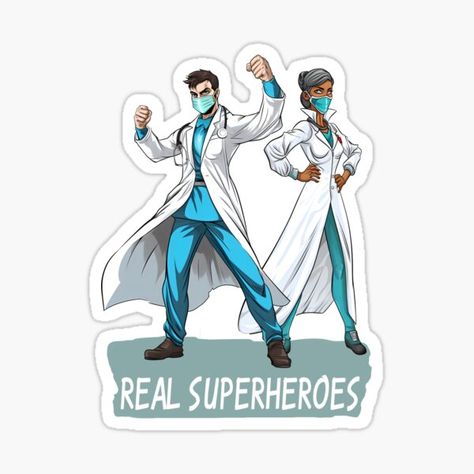 This powerful design features a male and female doctor striking a victorious pose. These real-life superheroes have been on the frontlines fighting for our health and safety. The manga-style artwork captures their strength and determination, inspiring us a • Millions of unique designs by independent artists. Find your thing. Real Superheroes, Male Nurse, Manga Style, Female Doctor, Real Hero, Male And Female, Health And Safety, Science Poster, Victorious