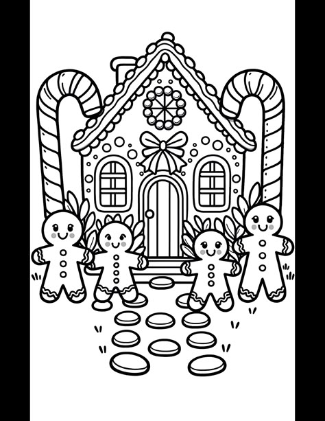 Sleigh Coloring Page, Gingerbread House Coloring Page, Gingerbread House Pictures, Kids Christmas Coloring Pages, Christmas Colouring Pages, Free Christmas Coloring Pages, Christmas Coloring Sheets, Printable Christmas Coloring Pages, House Colouring Pages