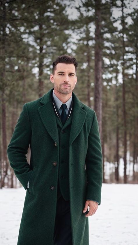 Green Overcoat, Green Winter Jacket, Green Wool Coat, Man's Overcoat, Peacoat Men, Mens Wool Coats, Overcoat Men, Mens Overcoat, Wedding Outfit Men