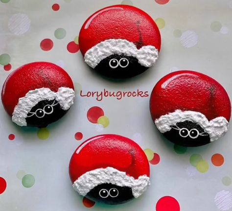 Bee Rocks, Ladybug Rocks, Christmas Rock, Painting Rocks, Rock Painting Designs, Rock Painting Art, Bugs And Insects, Hand Painted Rocks, Pebble Painting