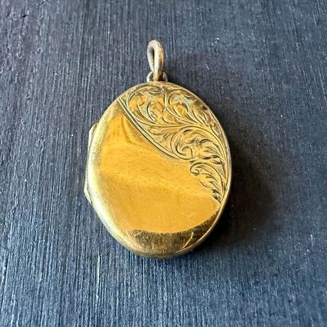 Perfect gift for antique collectors! Victorian style antique gold filled oval engraved locket pendant made in the early 1900s. Original photos inside. Stamped HG&S. Tested as gold filled. Gold layer has slight wear from age; see photos for details. Dimensions: .75 in X 1.1 in Our pieces are one of a kind. Once they're sold, they're gone forever. We scour estate sales, online auctions, and local shops to bring you curated items, at a fraction of retail prices. We want you to love your purchase! H Victorian Locket, Engraved Locket, Antique Locket, Antique Collectors, Local Shops, Gone Forever, Photo Locket, Locket Necklace, Estate Sales