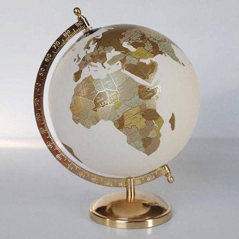 Gold & Neutral Globe Painted Globe Custom Hand Lettering | Etsy Country Wedding Guest Book, Silver Leaf Painting, Hand Painted Globe, Painted Globe, Reception Table Decorations, World Globes, Globe Decor, Map Wall Decor, Creative Wedding Ideas