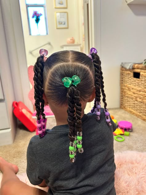 Kids Hairstyles Twists, Hair Styles With Beads Kids, Bead Hairstyles For Kids Natural Easy, Barettes Hairstyles Kids, Protective Toddler Hairstyles, Quick Easy Toddler Hairstyles, Mixed Curly Hair Braid Styles Kids, Kid Hair Styles Easy, Toddler Hairstyles Girl Black Short Hair