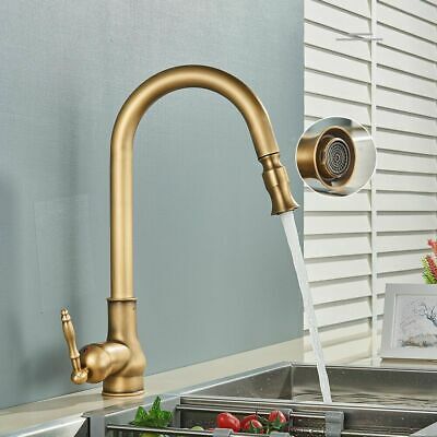 (eBay) Antique Brass Kitchen Faucet Pull Out Spout Water Kitchen Mixer Tap Black Single Antique Brass Kitchen Faucet, Bronze Kitchen Faucet, Antique Brass Kitchen, Kitchen Faucets Pull Down, Brass Kitchen Faucet, Black Kitchen Faucets, Brass Kitchen, Brass Faucet, Faucet Handles