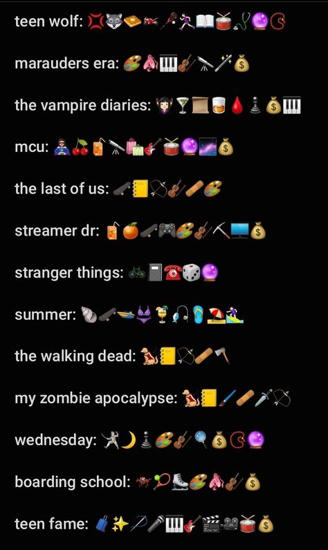 My main/top DR as emojis Twilight Emojis Combo, Combo Emoji, Snapchat Friend Emojis, Friend Emojis, Emoji Ideas, Snapchat Friends, Highlight Ideas, Emoji Combos, Halloween Names