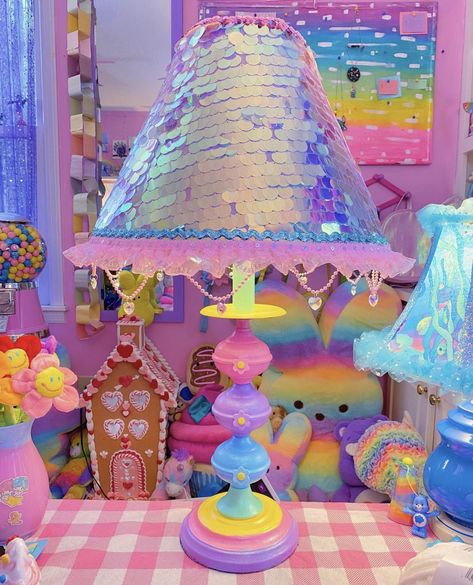 Kidcore Room Decor, Neon Maximalist, Rainbow Room Aesthetic, Kidcore Bedroom, Kidcore Room, Candy Room, Rainbow Home Decor, Rainbow House, Mermaid Room