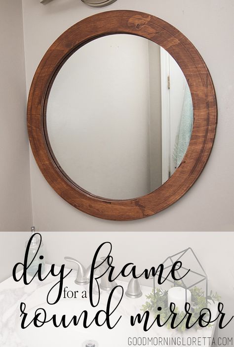 Looking to update your home with a modern round mirror on a budget? Check out this tutorial for how to frame a round mirror you already have! #Keepliferolling #unbeatablecomfort #ad Round Mirror Frame Ideas, Diy Round Mirror Frame Ideas, Diy Round Mirror, Mirror Frame Ideas, Diy Mirror Decor, Round Wooden Mirror, Spiegel Diy, Round Mirror Frame, Round Picture Frames